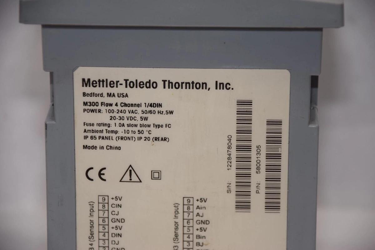 Used METTLER-TOLEDO M300 Flow 4 Channel 1/4DIN 100-240Vac 5W Transmitter