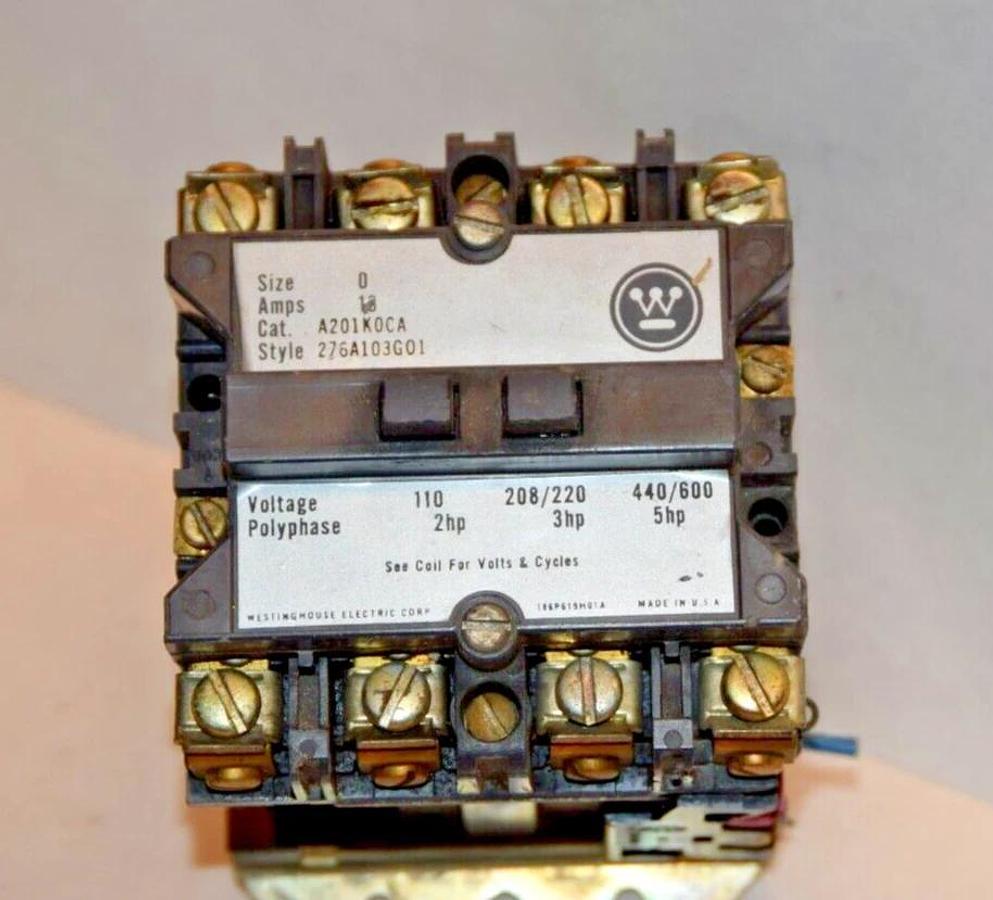 Used WESTINGHOUSE CONTACTOR 276A103G01 A201K0CA SIZE SZ 0 110/120V COIL