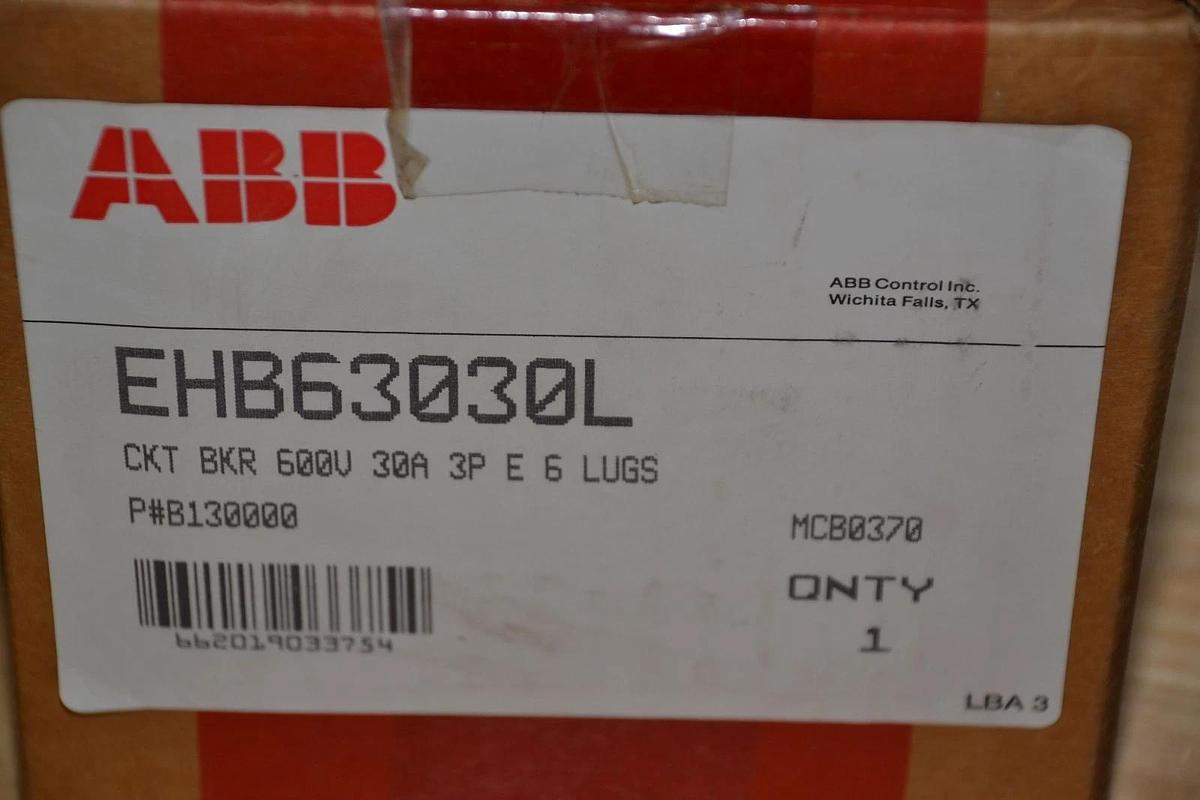 ABB EHB63030L EHB Breaker Line Load E 6 Lugs 3 Pole 30 Amp B130000 30A 30 A