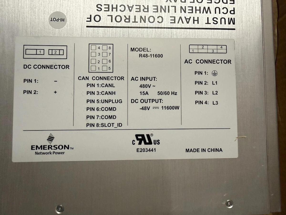 Emerson Network R48-11600 Power Rectifier/-48VDC 200A/11600W, New