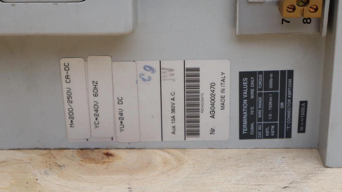 Used ABB Sace S8 S8V 1600A Circuit Breaker AG04002470 PR212/P P-3203  3p 240/480/600v