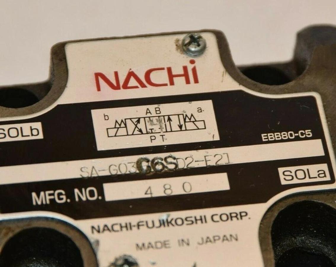 Used NACHI SA-G03C6SD2-E21 EBB80-C5 Solenoid Operated Directional Valve