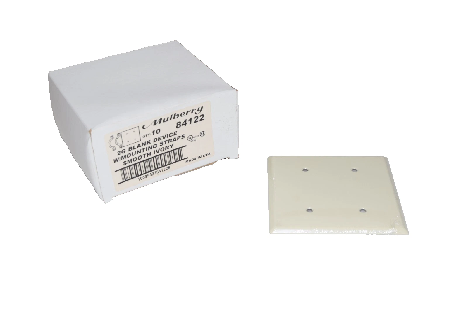 Mulberry 2 Gang Blank Cover w/ Mounting Straps 84122 Smooth Ivory *Lot of 10 NEW