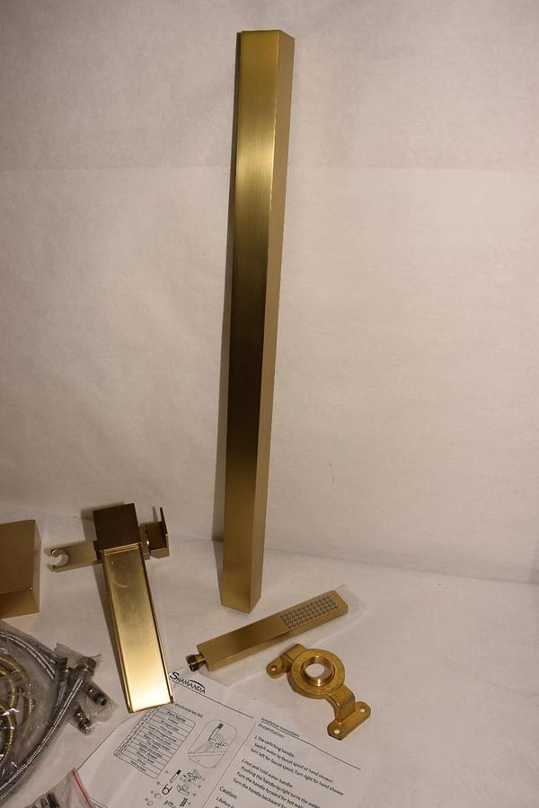 (NEW) SHAMANDA Luxury Freestanding Gold, Bathtub Faucet Single Handle Waterfall