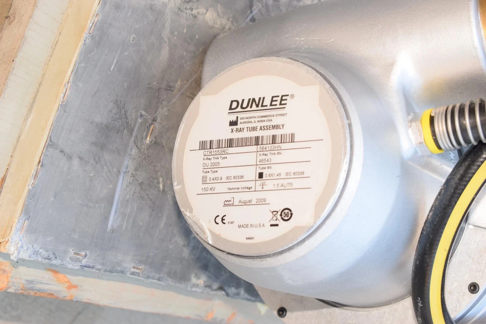Used Dunlee X-Ray Tube 150kV Tube power supply CTR1563RC 564133HN DU 2005 46543 .4x.9