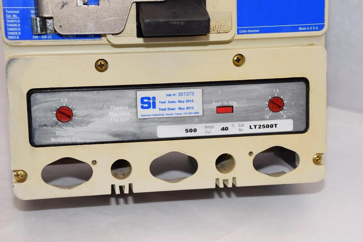 Used Cutler Hammer Breaker LD2500 LD 35k 500Amp 500 Amp A 2 Pole 600v/250v w/ LT2500T