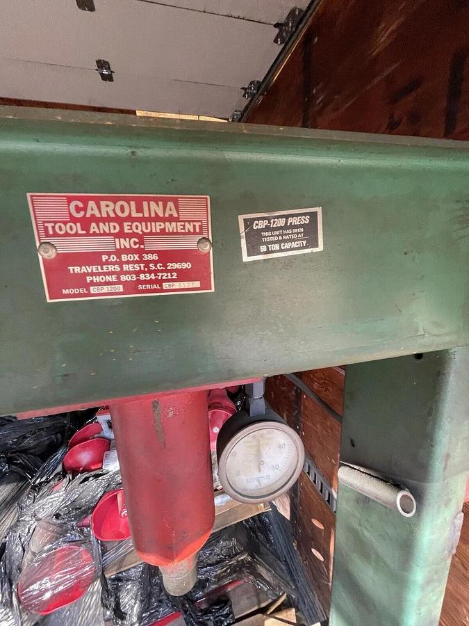 Used Carolina tool and equipment  CBP-1200  50 ton hydraulic Shop press CBP1200
