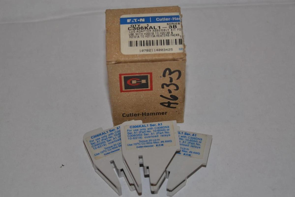 Cutler Hammer Lug Adapter Assembly Overload Relay C306KAL1-3B C306KAL1 3B NEW