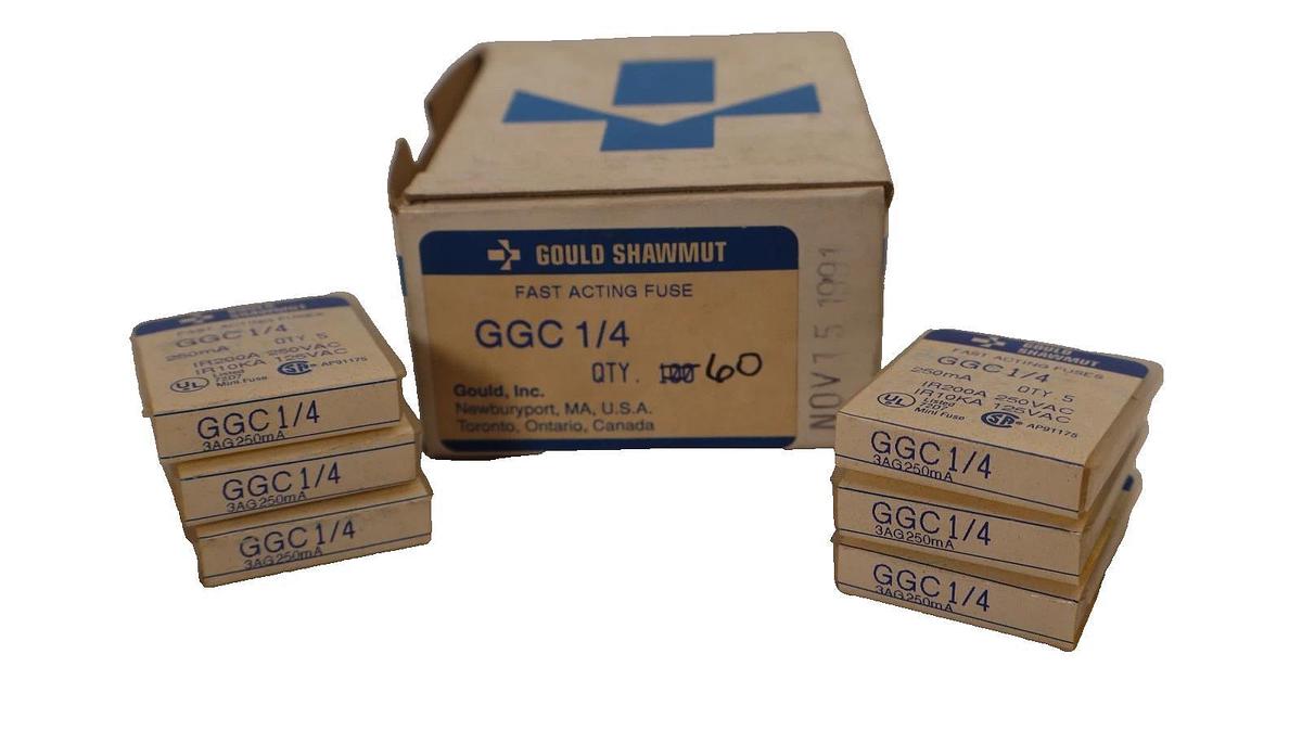 Gould Shawmut GGC 1/4 GGC-1/4 GGC1/4 1/4Amp Fast-Acting Fuse (New - Lot of 60)