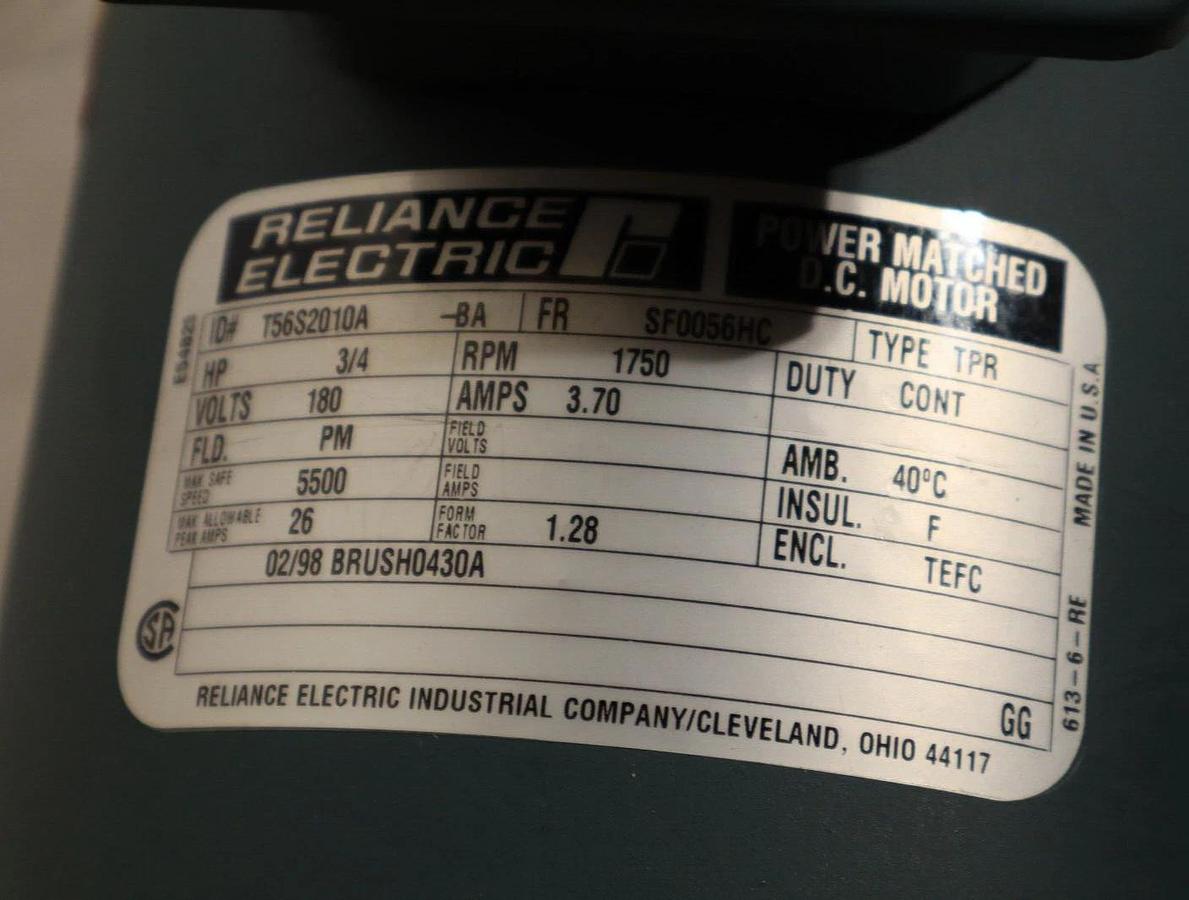Reliance DC Motor T56S2010A T56S2010A-BA  3/4hp .75hp 1750rpm TEFC SF56HC NEW