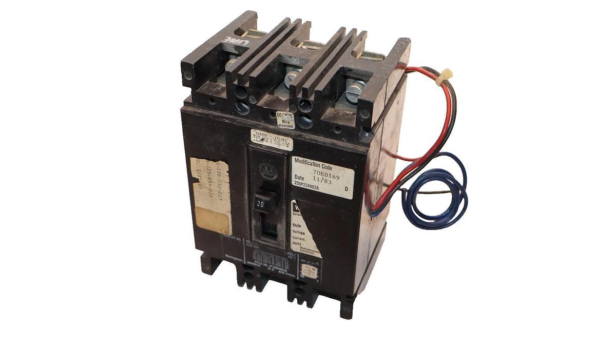 Used Westinghouse Circuit Breaker 20A 20Amp FB3020-ST-U 600VAC 3-Pole