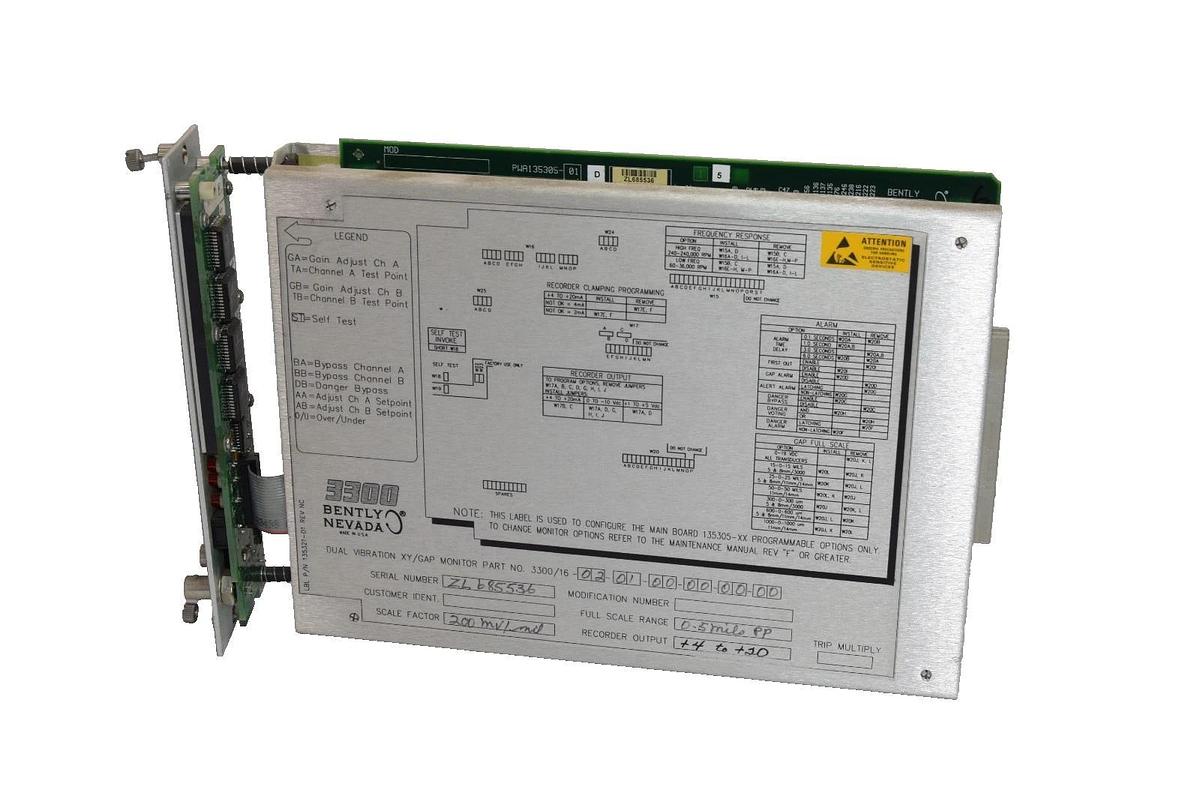 Used Bently Nevada 3300/16-02-01-00-00-00-00 Dual Vibration Monitor Module