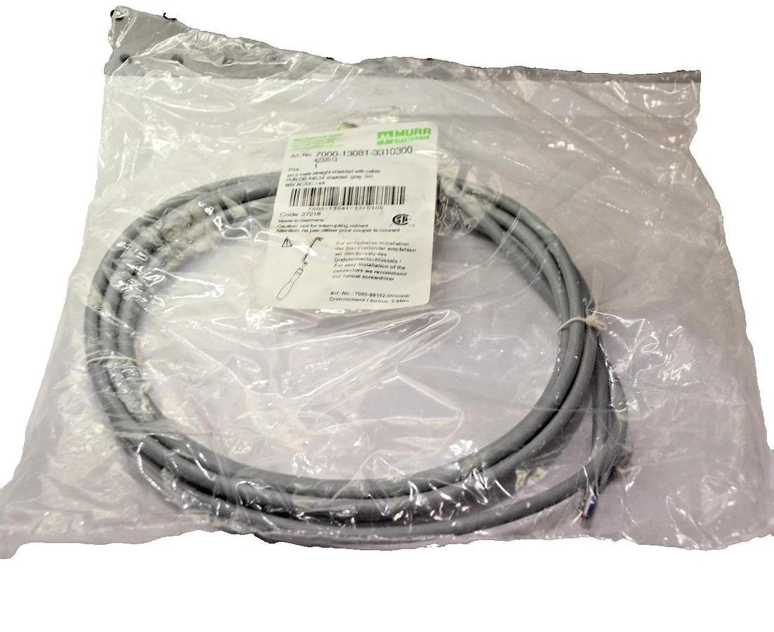 MURR ELEKTRONIK Cable 7000-13081-3310300 M12 MALE WITH PUR-OB 4X0,34 (New)