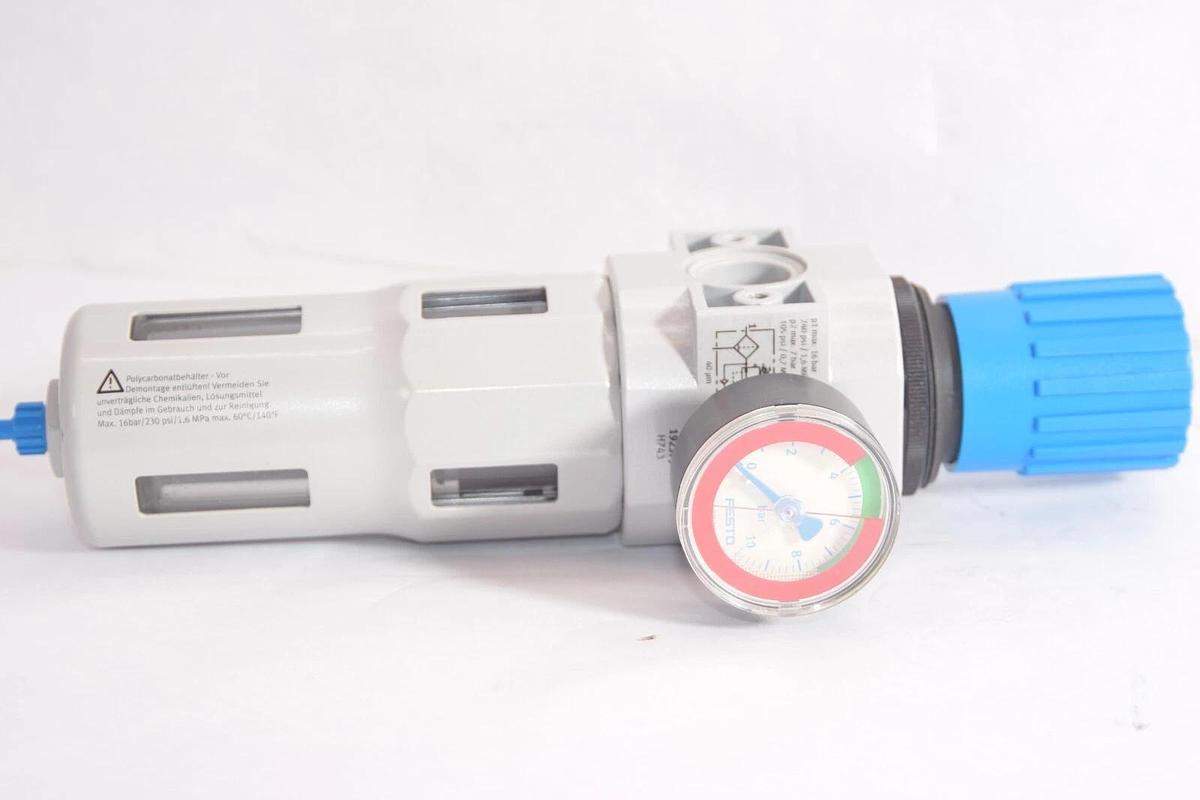 Used FESTO LFR-D-7-DI-MAXI 16Bar 240psi 0-10 Bar Gauge Pneumatic Filter Regulator