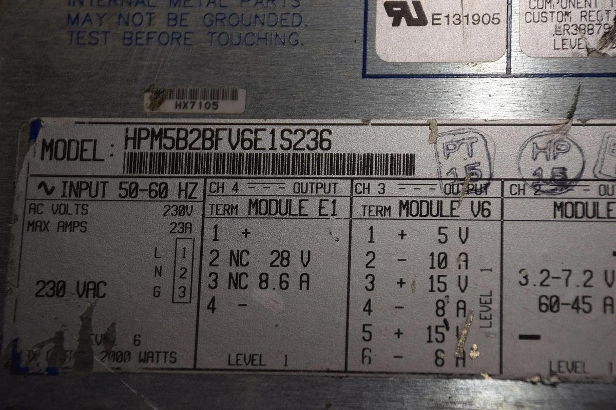 Used POWER-ONE HPM5B2BFV6E1S236 TERADYNE PART 405-160-00 230VAC 50/60Hz POWER SUPPLY
