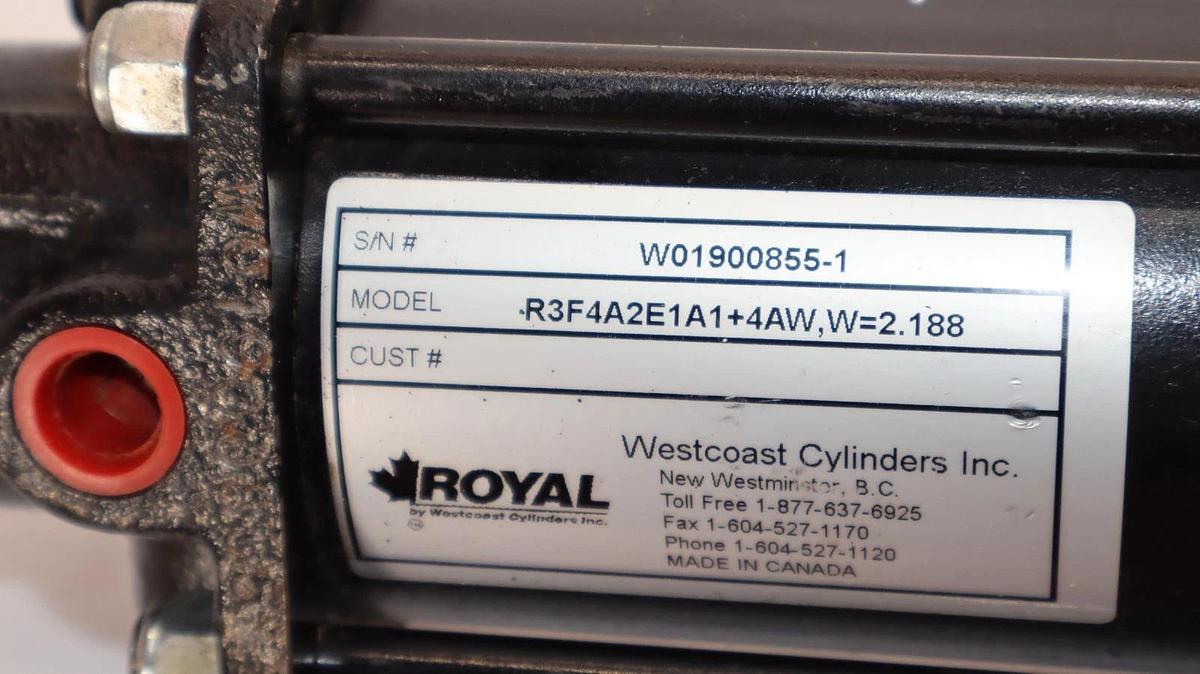 Royal / Westcoast Cylinders Inc. R3F4A2E1A1+4AW,W=2.188 Hydraulic Cylinder (New)