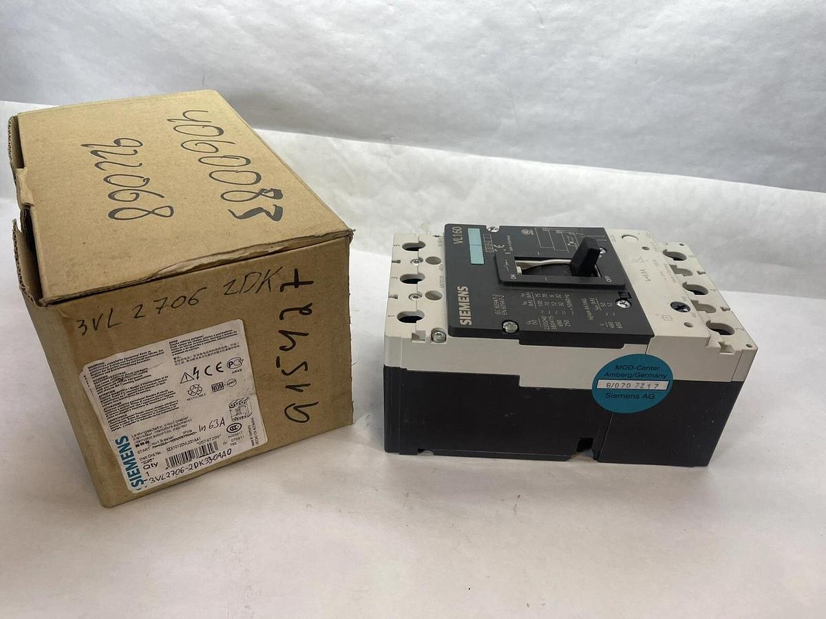 (NEW) SIEMENS 3VL2706-2DK33-0AA0 Breaker 3VL27062DK330AA0 63A 63Amp