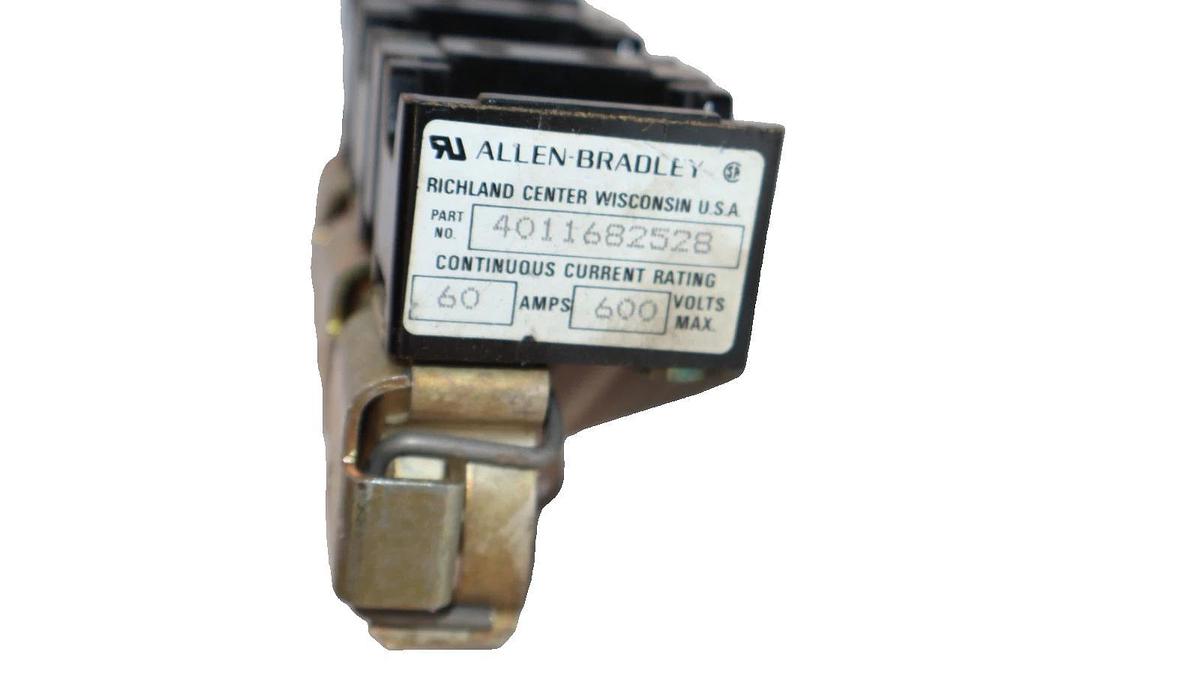 Used Allen Bradley Fuse Clip Holder Unit 60A 600V 4011682528 , Vintage