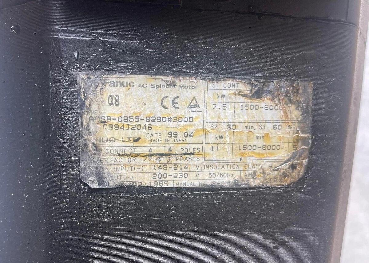 Refurbished Fanuc AC Spindle Motor A06B-0855-B290#3000 A06B-0855-B290 7.5kw 11kw 3ph REBUILT