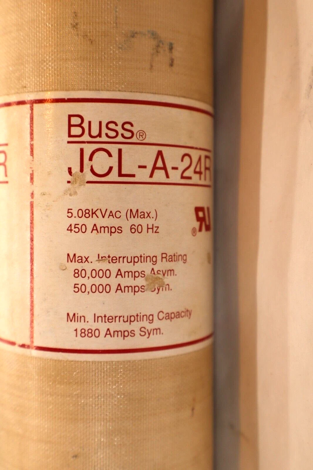 Used BUSS JCL-A-24R 450A 450 Amp JCLA24R 60Hz Fuse Cartridge