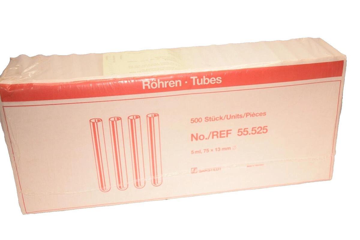(NEW - Pk of 500) SARSTEDT 55.525 5ml 75x13mm Without Closure Polypropylene Tube