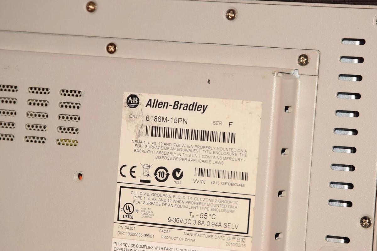 Used Allen Bradley Monitor Display Screen 6186M-15PN 6186M15PN 1500m Ser. F