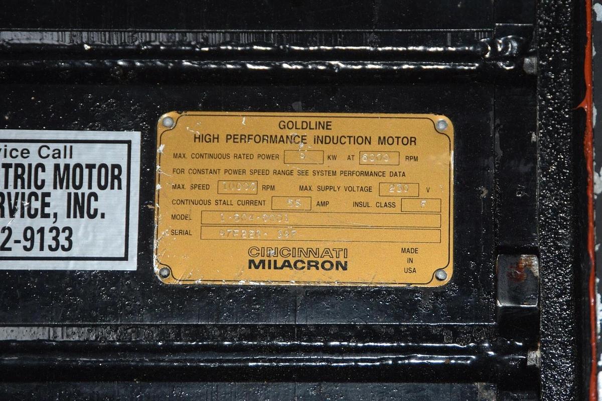 Used Cincinnati Goldline induction Servo Motor 1-604-0001 , 9 KW 6000 RPM 230V 55A