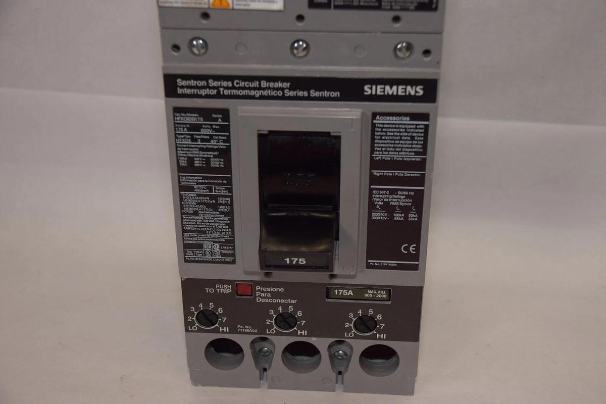 (NEW) SIEMENS HFXD63B175 Ser. A 175A Amp 600V 3P Sentron Series Circuit Breaker