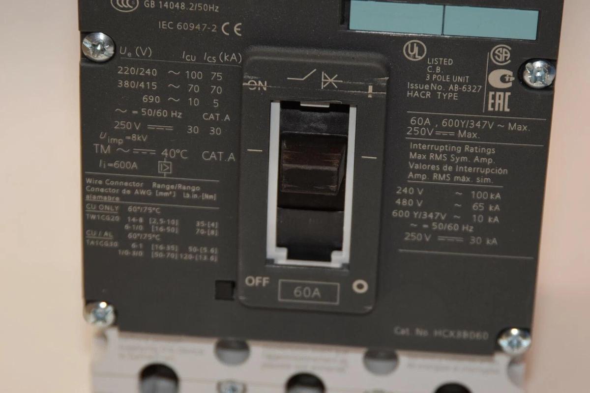 Siemens HCGA 60A 60 Amp A Breaker HCX3B060 3VL1106-2KM30-0AA0 (NEW Takeout)