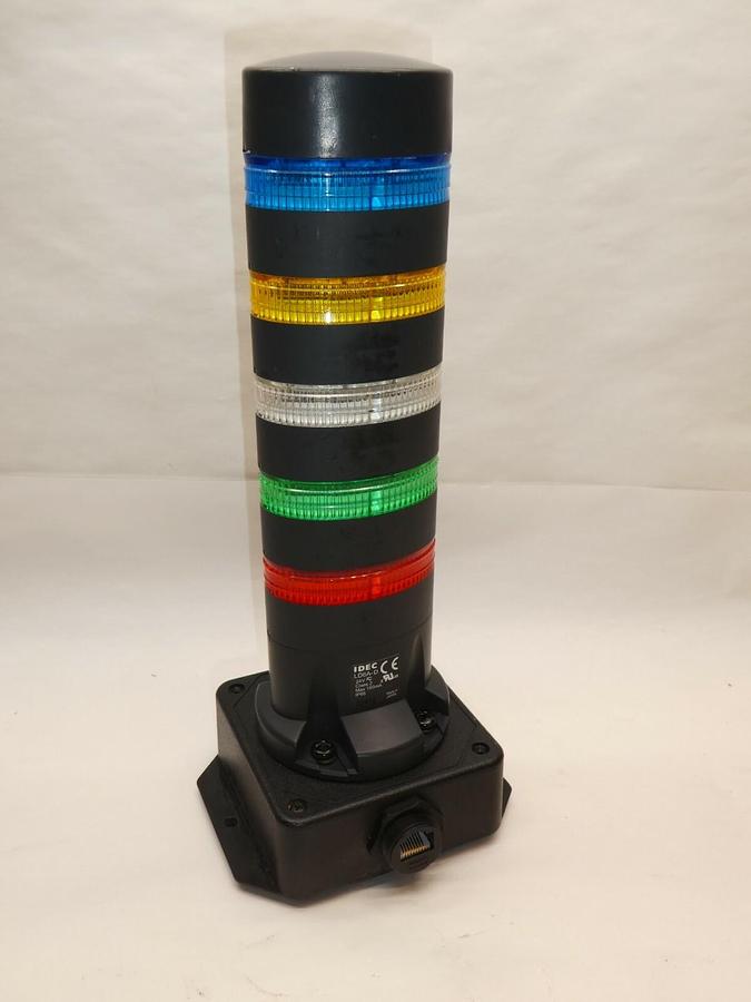 Used IDEC LD6A-D Flashing Signal Stack Light 24v w/ Red, Green, White, Amber, Blue