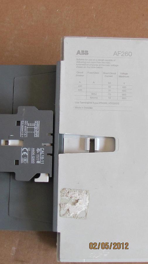Used ABB CONTACTOR AF260-20 AF26020 AF260 20 20VDC - 60VDC COIL  600V