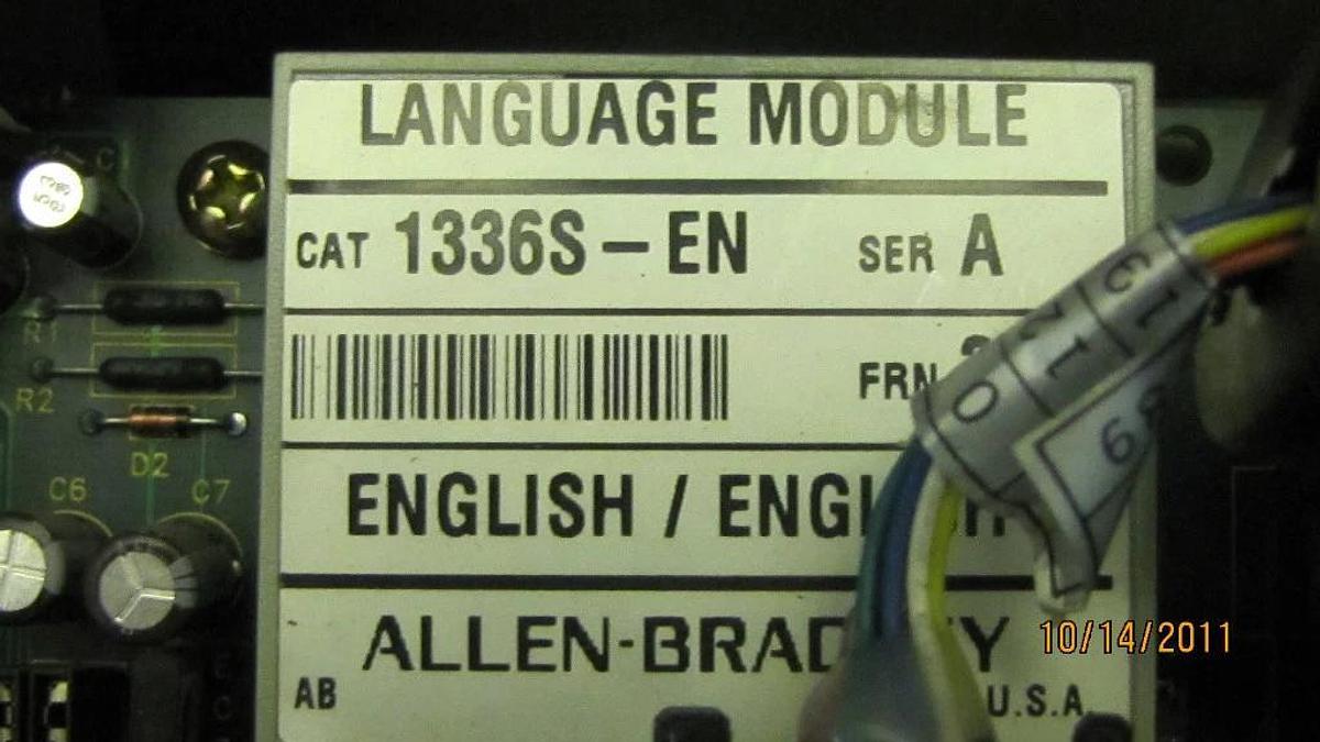 Used ALLEN BRADLEY DRIVE 1336 PLUS 1336S-BRD10-AA-EN 1336S-BRF10-AA-EN-NA2-C6