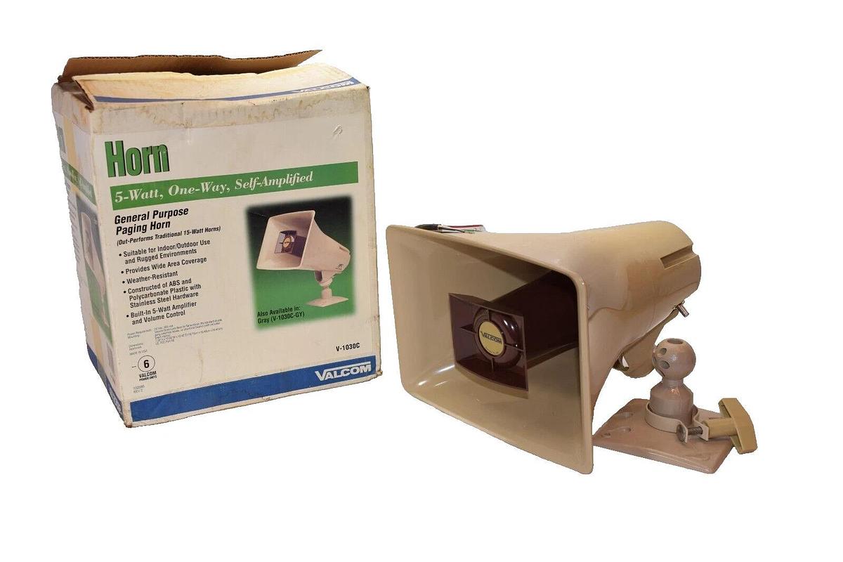 (NEW)  VALCOM V-1030C 5-Watt One-Way Self-Amplified General Purpose Paging Horn