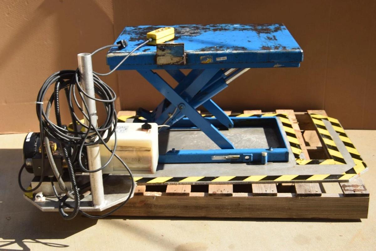 Used Bishamon Hydraulic Lift Table LX50 1,100lb 500kg Capacity 115/208-230v w Pump