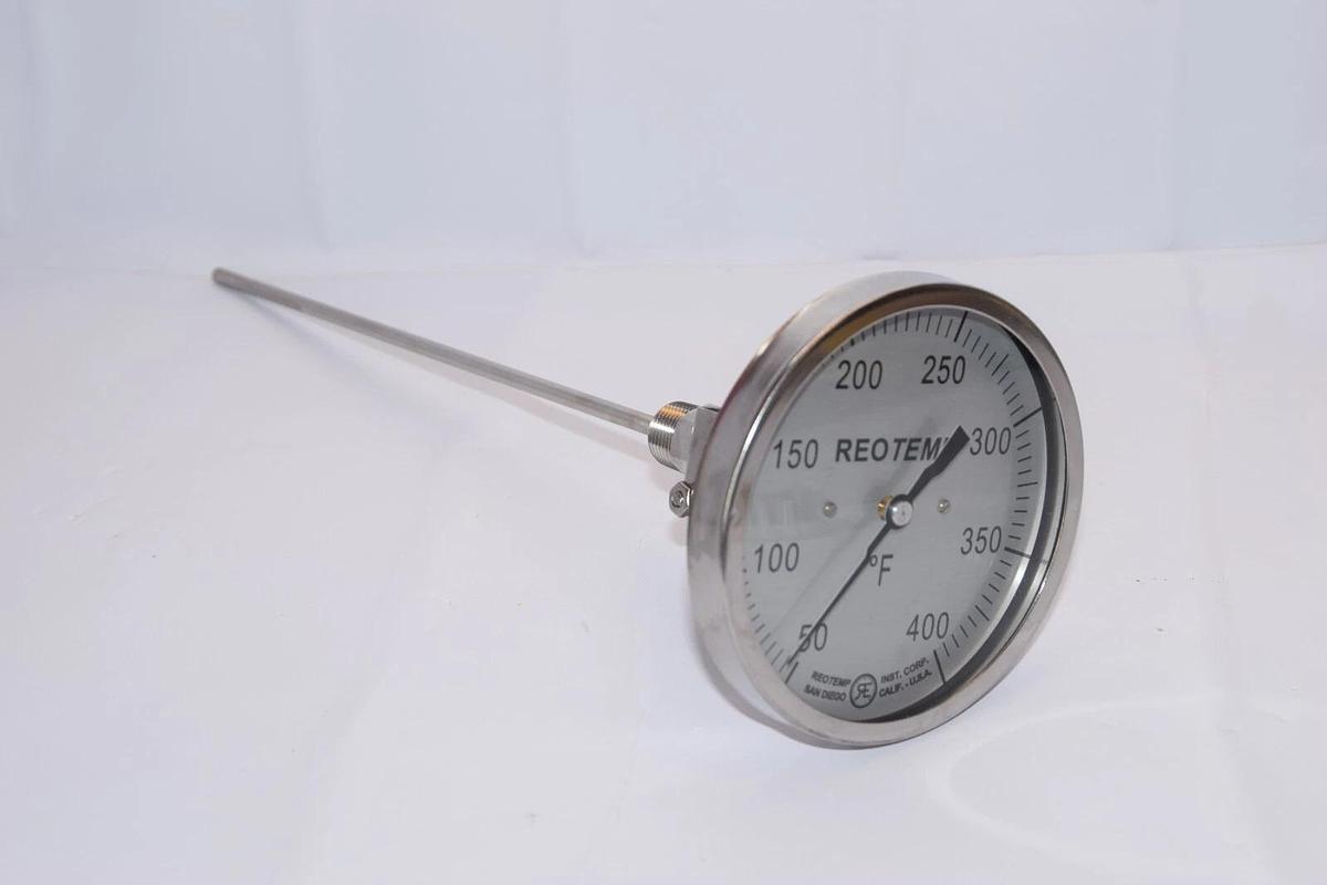 (NEW) REOTEMP 50-400 F 5" Face 3/4" Npt Conn 12" Stem BI-Metal Thermometer