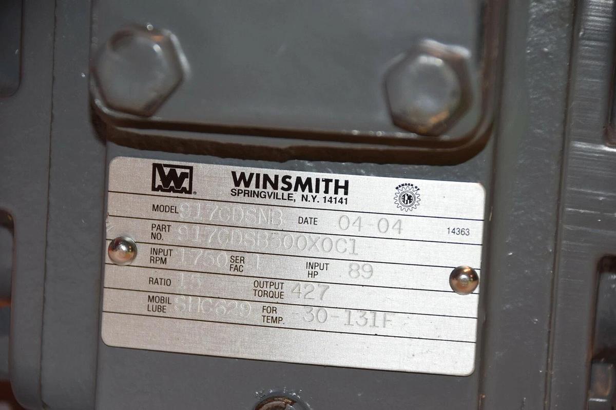 NEW WINSMITH 917CDSNB 917CDSB500X0C1 15 RATIO, 89 HP, 1750 RPM SPEED REDUCER