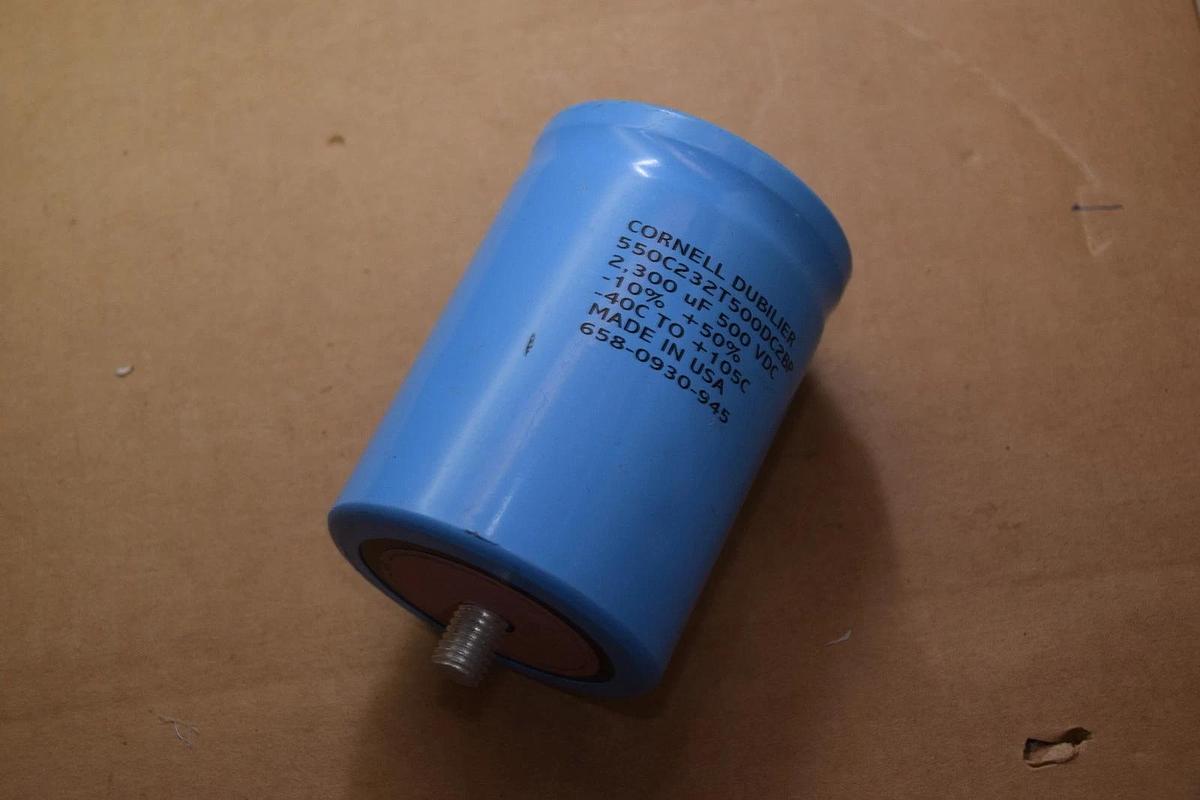Used CORNELL DUBILIER 550C232T500DC2BP 2,300uF 500 VDC CAPACITOR
