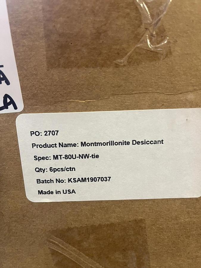 Used 6 bags, Wisesorb Montmorillonite large Desiccant Bag, Size 80 Units, MIL-D-3464E