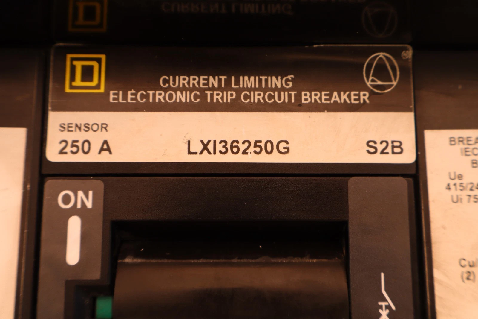 Used Square D Breaker 250A 250 Amp LXI36250G ARP040 Micrologic SerB Ground Fault