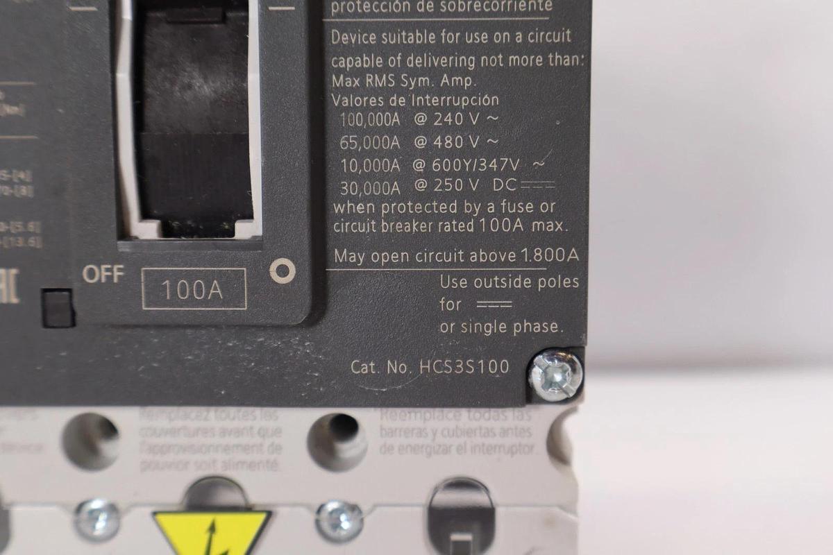 Used Siemens HCGA 100a Breaker HCS3S100 3VL1110-2KE30-0AA0 3VL11102KE300AA0 100 Amp