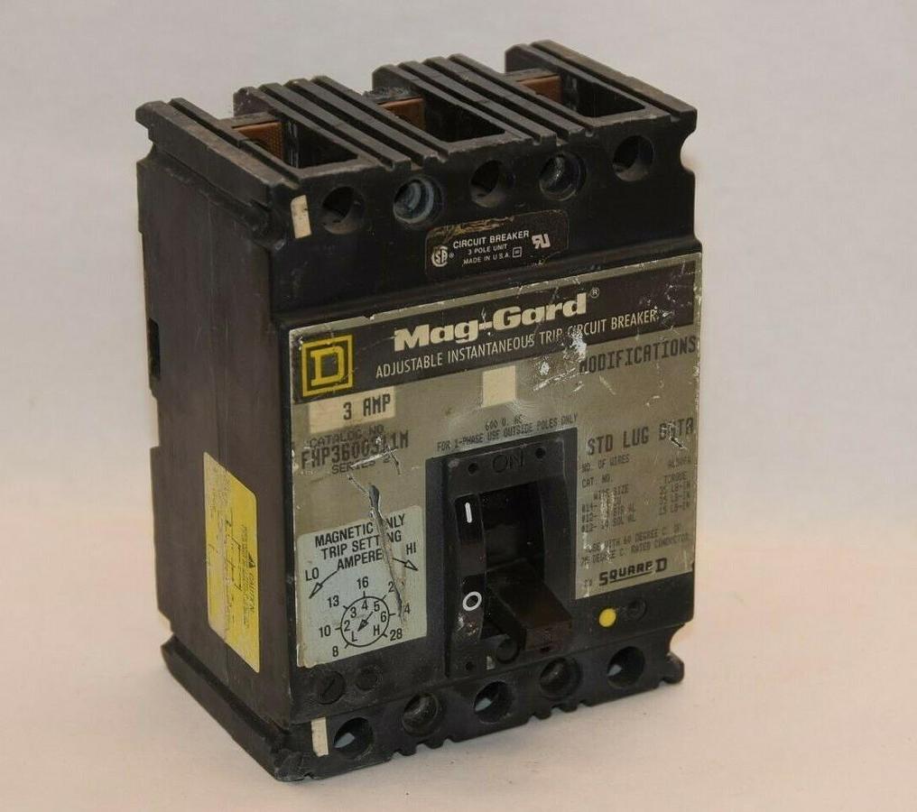 SQUARE D FAP3600311M 3A 3 Amp 3 A 600Vac 3P Mag-Gard Circuit Breaker