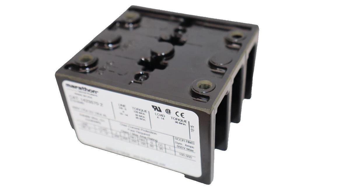 Used MARATHON 14235702 600V 175A 3P Panel Mount Barrier Terminal Block
