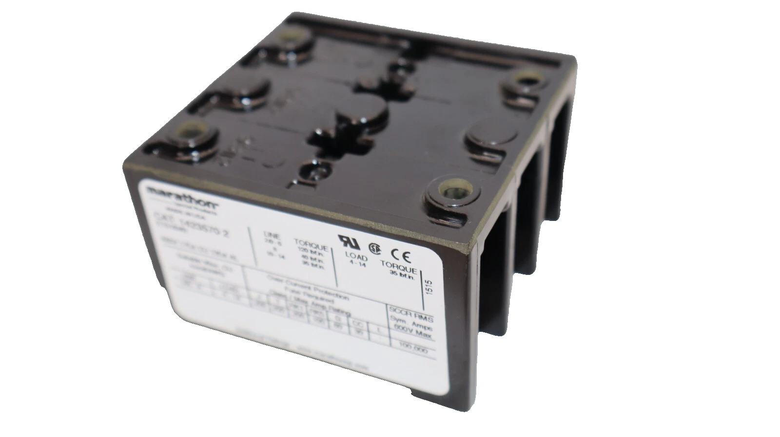 Used MARATHON 14235702 600V 175A 3P Panel Mount Barrier Terminal Block