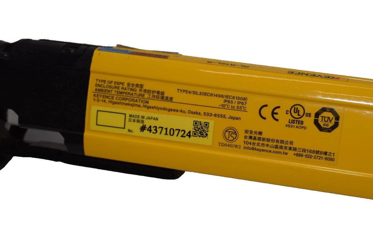 Used Keyence GL-R12L-R , GLR12LR Safety Light Curtain Receiver