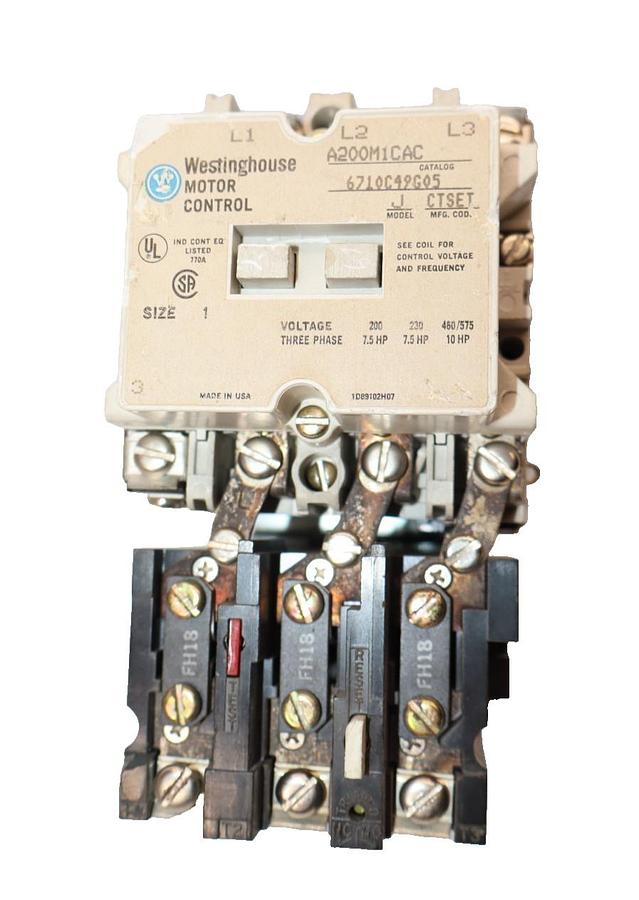 Used Westinghouse Motor Control Starter Size Sz 1 A200M1CAC Model J 110/120V Coil