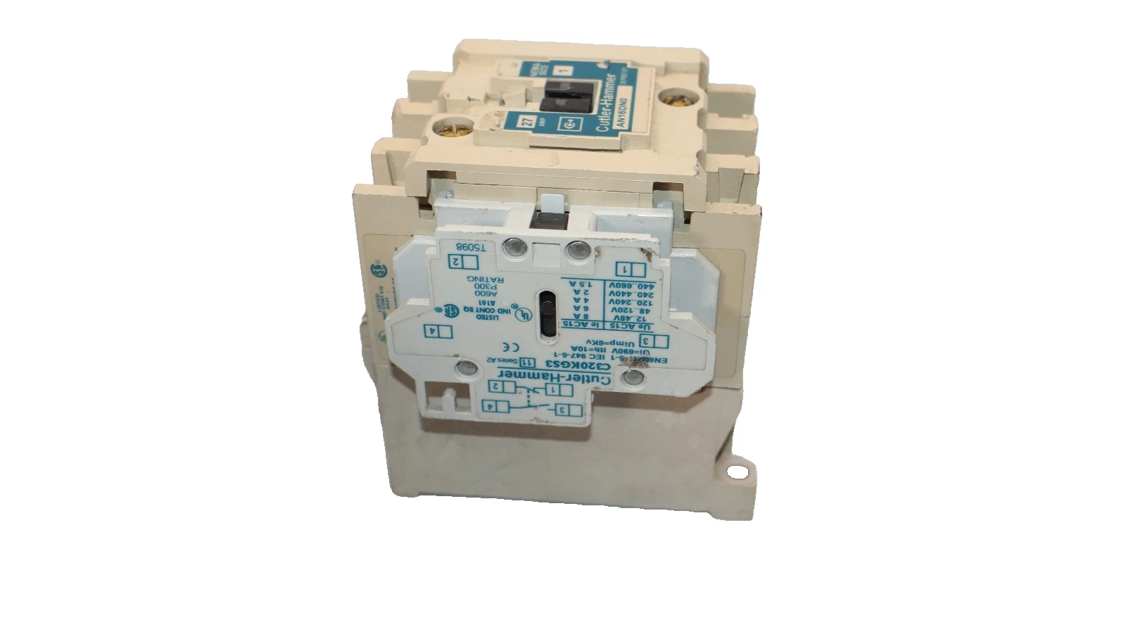 Cutler-Hammer Eaton Contactor AN16DN0 Size Sz 1 600V 27A 27 Amp 120v coil 3P