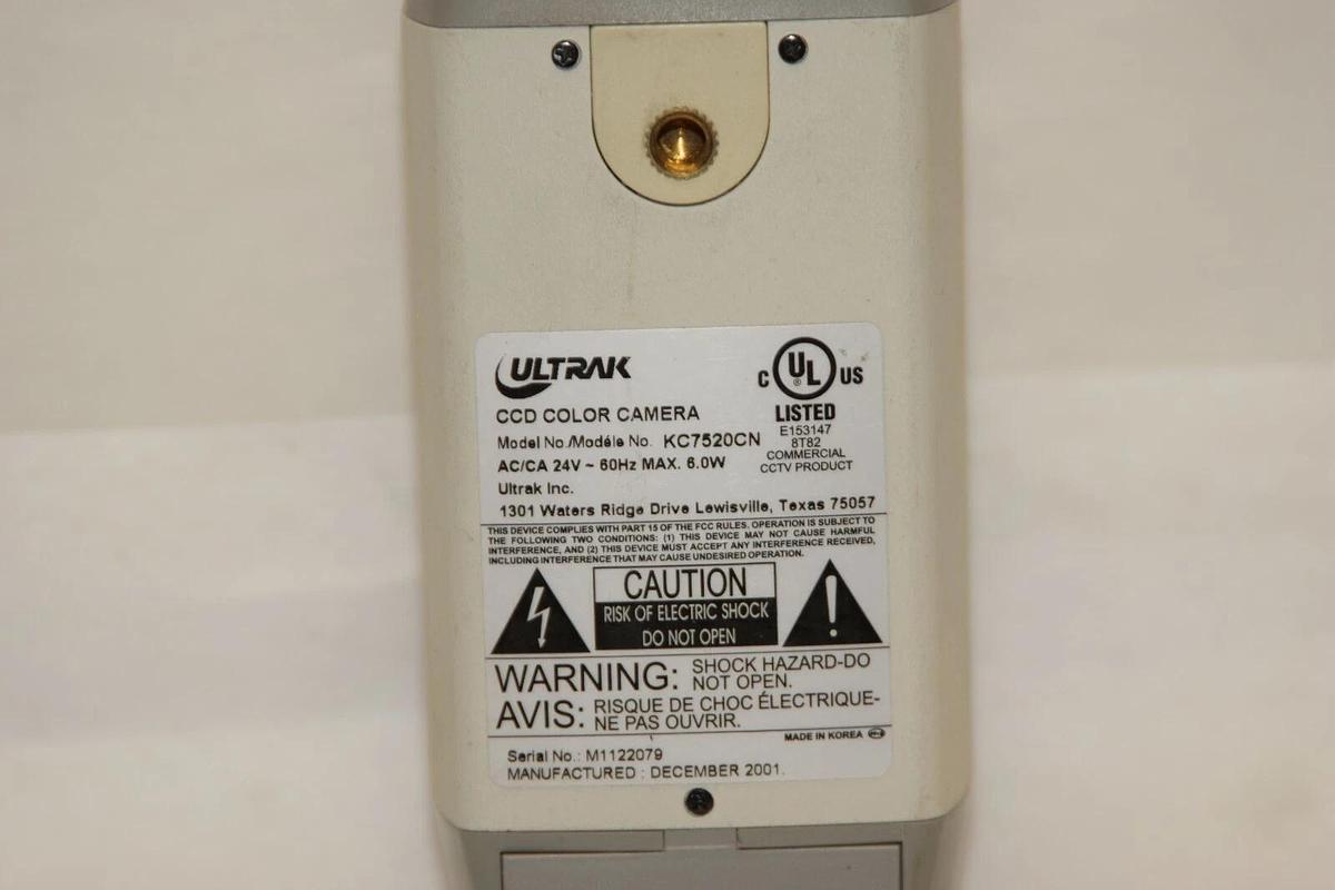 Used ULTRAK KC7520CN 24Vac 60Hz 6.0W CCD Color Camera