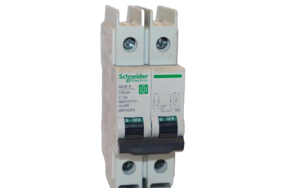 Used Schneider Electric M9F42203 3A Amp 2P Multi 9 Circuit Breaker