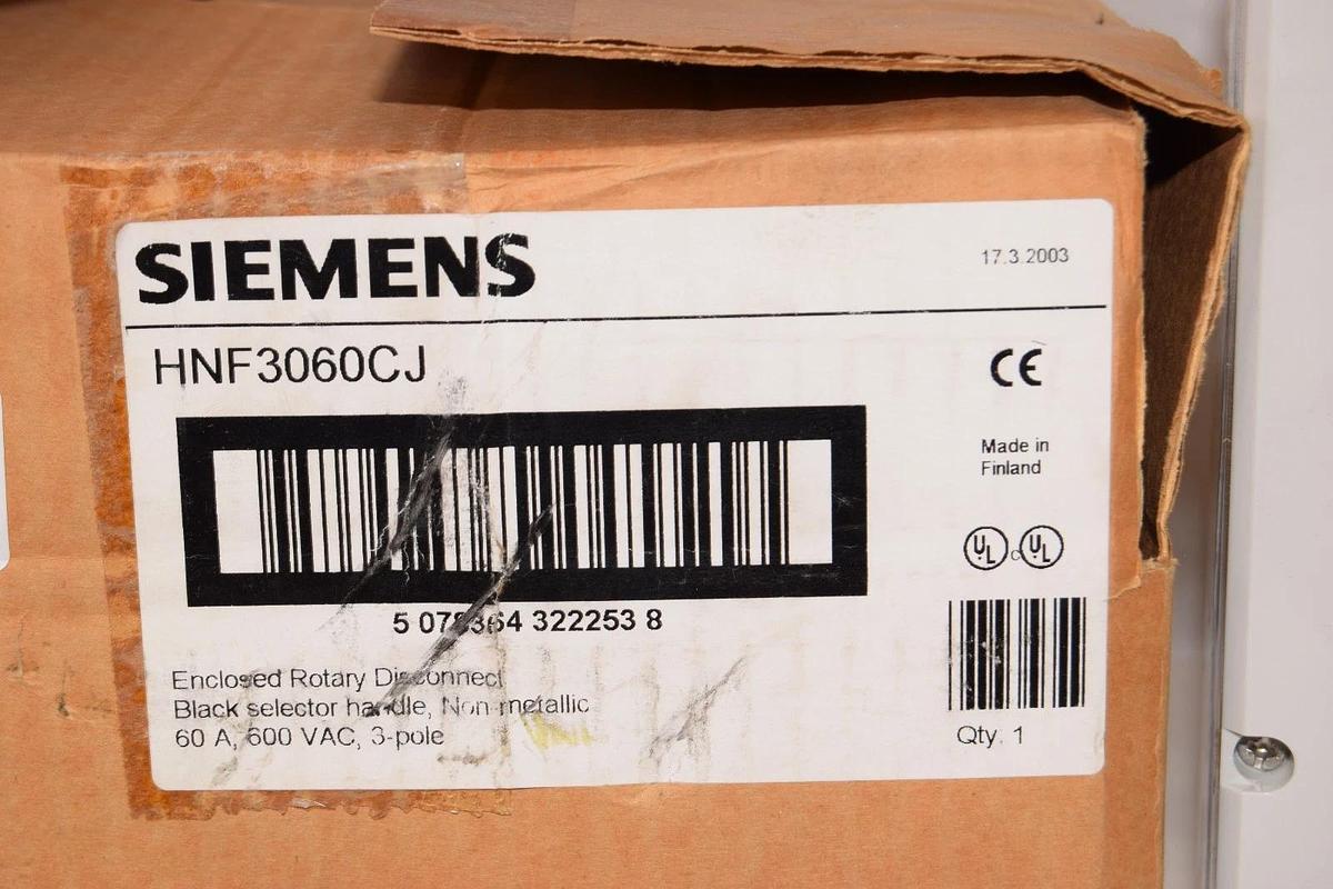 Siemens Enclosed Rotary Disconnect Switch Controller HNF3060CJ 60A 3P 60 Amp NEW