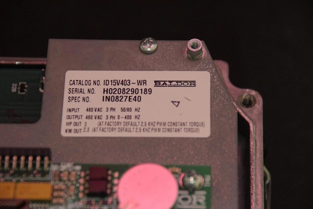 Baldor Reliance  ID15V403-WR VFD, 460V, 3PH, 3HP, AC Drive IN0827E40, Wash Down